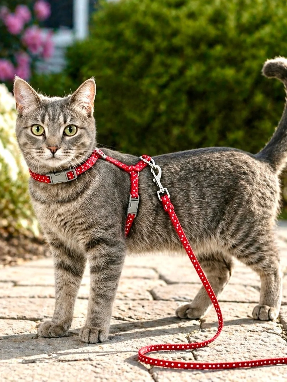 Hand In Hand Cat Harness Leash Set Small Red Polka Dot Adjustable NEW